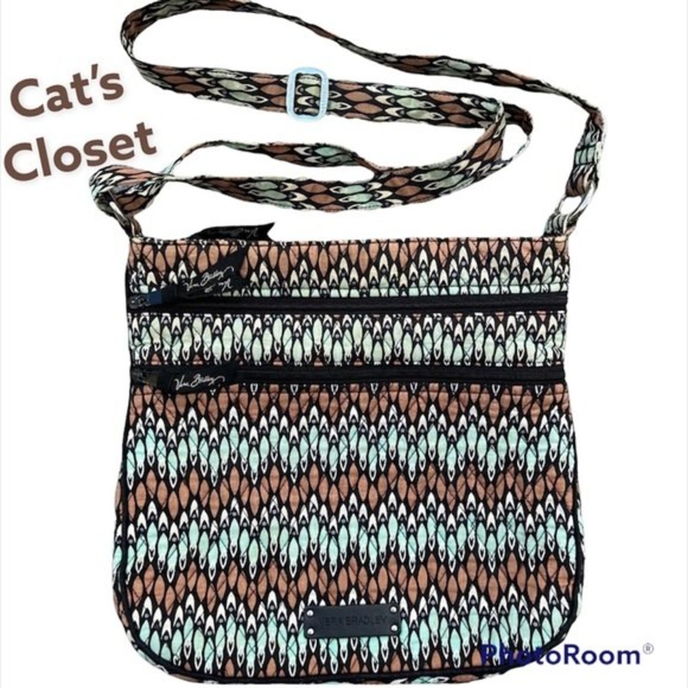 LIKE NEW - Vera Bradley Sierra Stream Hipster Cross Body zipper Blue Brown